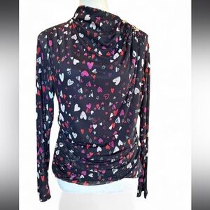 NWT XL HEART print Mesh Ruched top